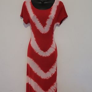 Red White Tie Dye T-shirt Dress. Size M.